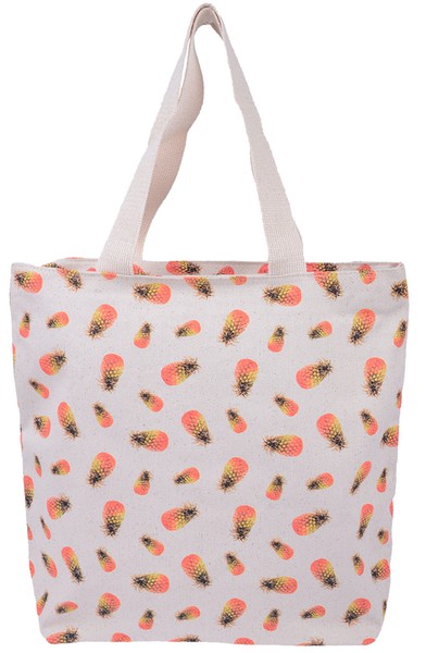 Tropical Pineapple Allover Ananas Canvas Leinentasche - Creme Rockabilly-image
