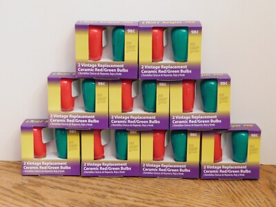 Vintage 9 Sets of 2 Light Keeper Pro Replacement Ceramic Red/Green Bulbs Lights