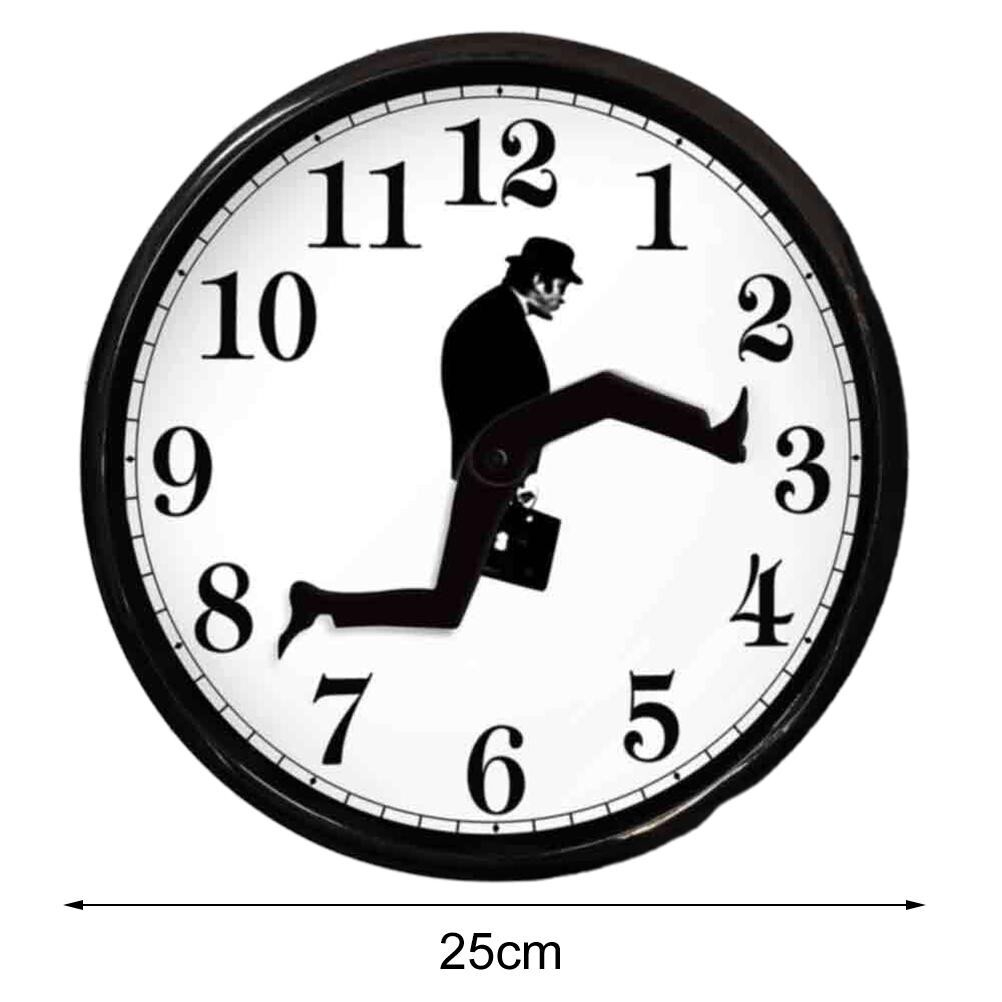 Wall Clock Walking Time Businessman Briefcase Glass Wall Round Clock Silent Mute