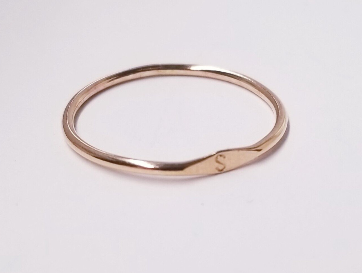 Lumin Tiny Initial Ring, Gold Fill - S