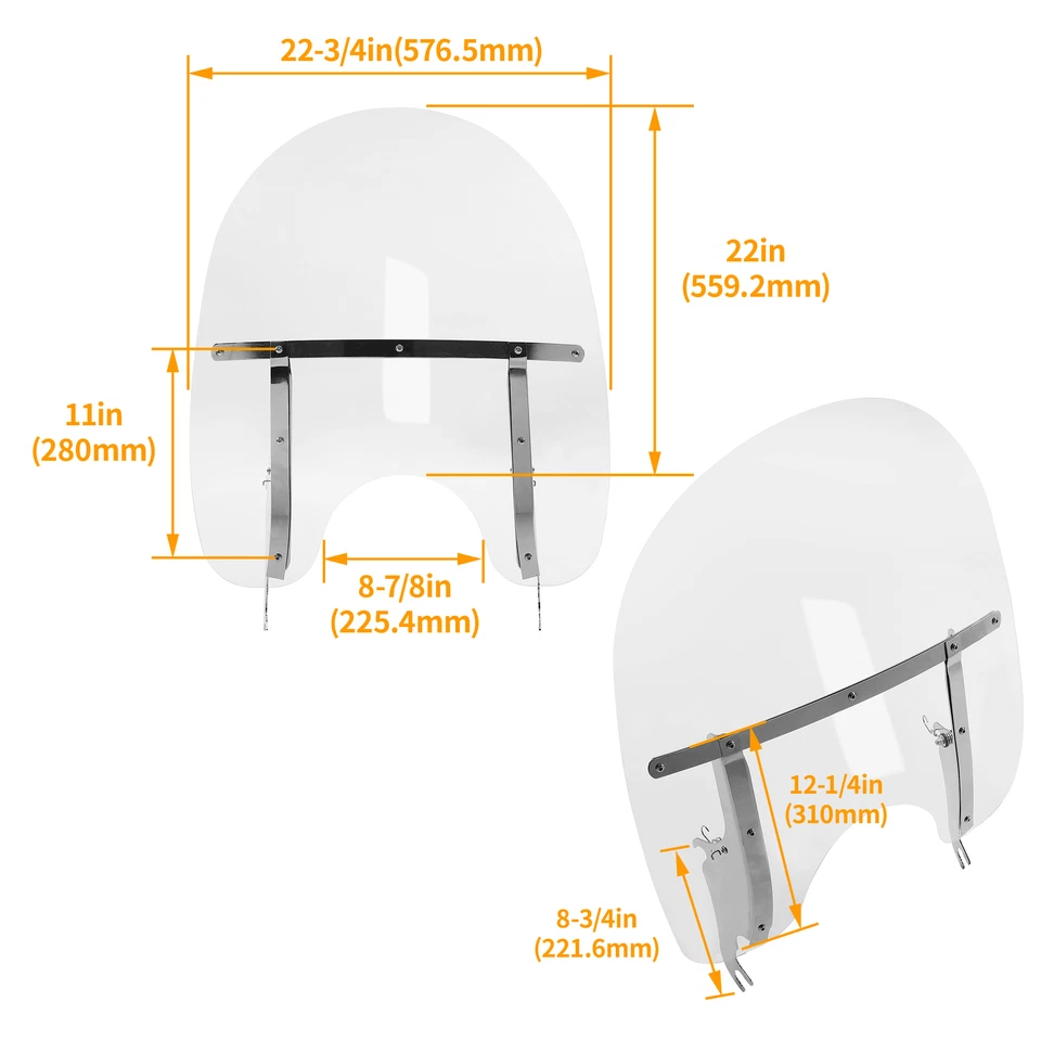 Pára-brisa dianteiro 26" para Harley Heritage Softail Classic FLS 2000-17 - Imagem 3 de 4