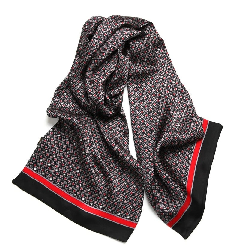 Pañuelo de seda 100 para hombre doble capa bufanda silenciador accesorio masculino 18 colores Foto 4 de 4