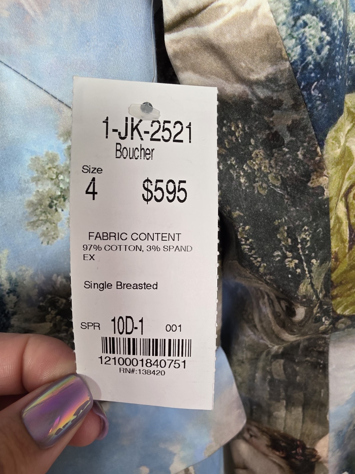 Carlisle Boucher Art Print Blazer Sz 4 $595 Luxury Rare Designer image 5