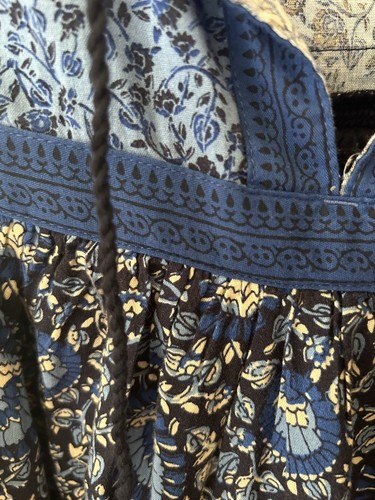 Old Navy Puff Sleeve Swing Dress w/Pockets Tassel Neck Embroidered Blue Boho XXL - Picture 11 of 17