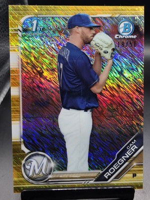 2019 Bowman Chrome #BCP-238 Cam Roegner Prospects Gold Shimmer Refractor #/50