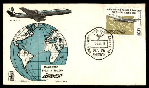 Mayfairstamps Argentina FDC 1959 Airplane Map Aerolineas Argentinas First Day Co