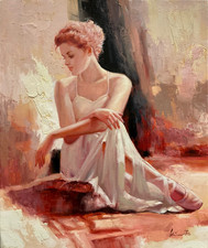 Oil Painting 20x24" Expressionistic ballerina, realistic girl NEW INVENTORY