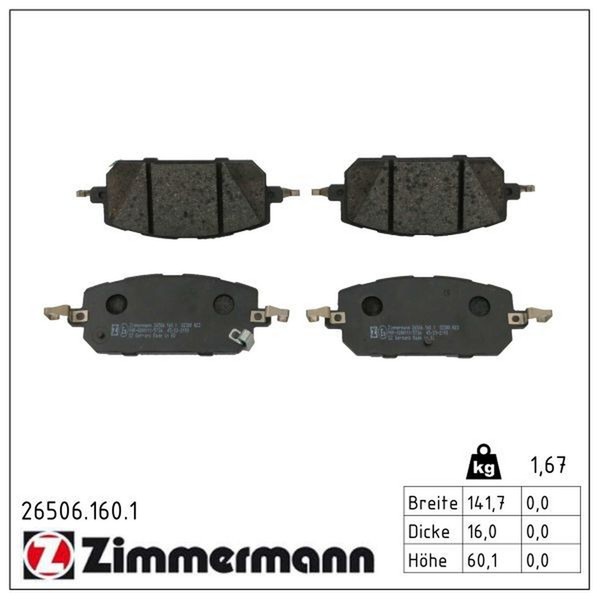Zimmermann 26506.160.1 Bremsbelagsatz, Scheibenbremse-image