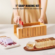 Adult Craft Soap Making Kit Bamboo Storage Box Silicone Mold Cutters Stickers