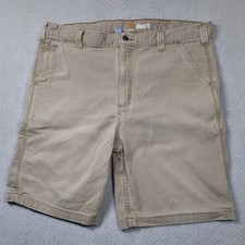 Carhartt Mens 38 Relaxed Fit Canvas Work Shorts Utility Cargo Tan Workwear 10"