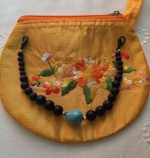 Haori Himo 17cm Turquoise Stone And Silver Plastic Beads With Hooks