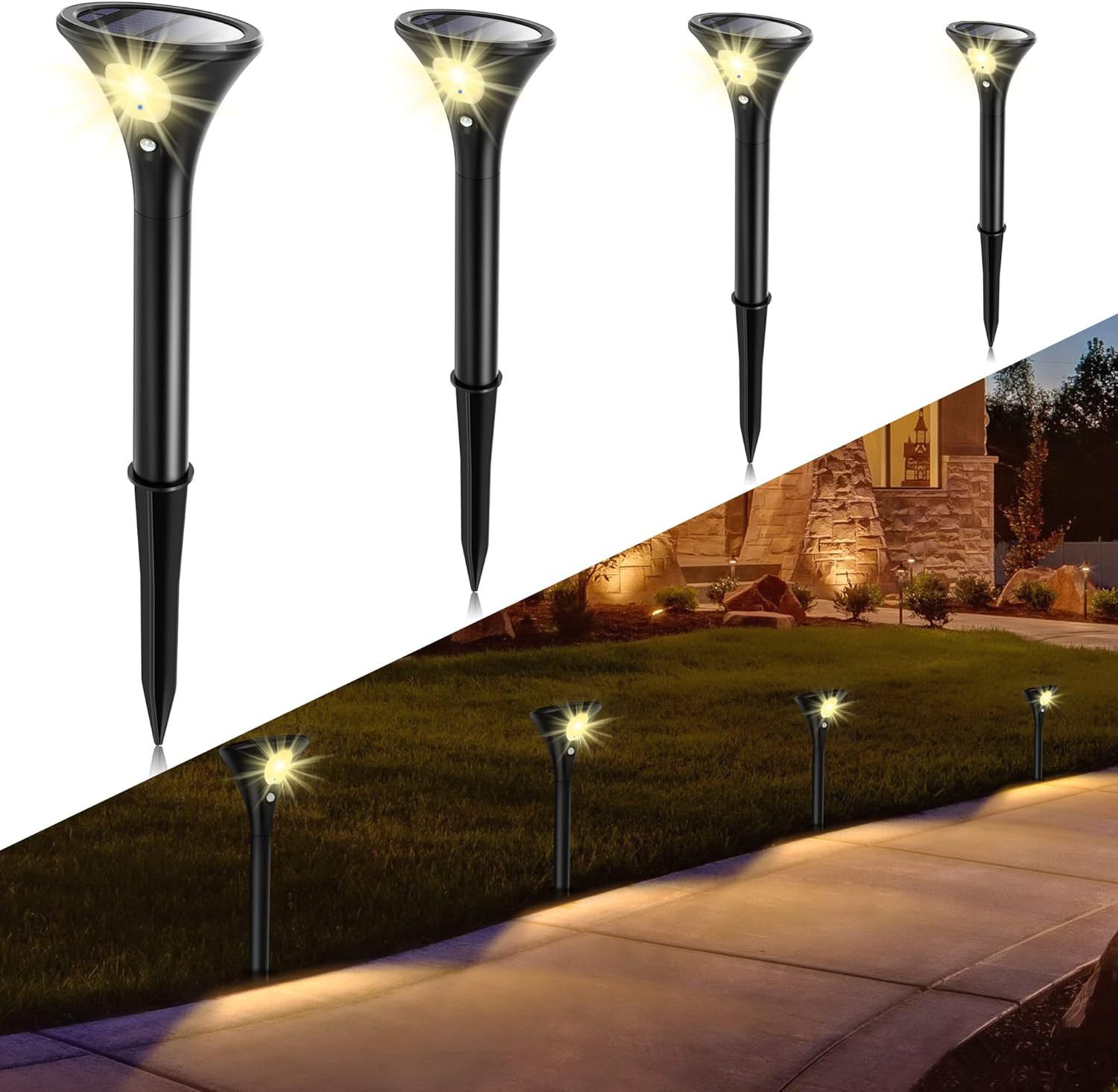 Luci Solari Da Esterno Impermeabili Con Sensore Di Movimento, Faretti Solari 2 M