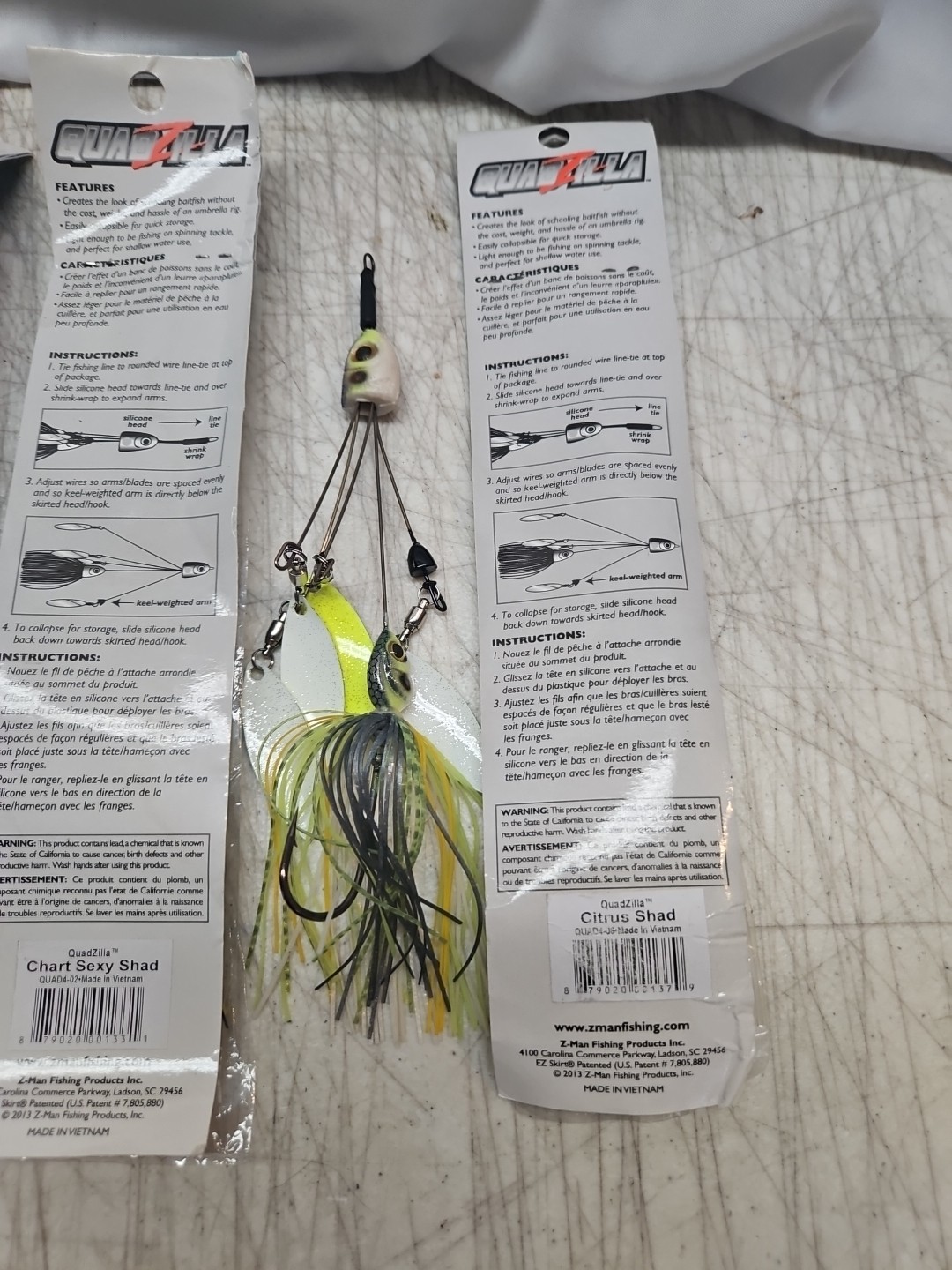 4 Z MAN QUADZILLA Collapsible 4 Arm Spinnerbait Umbrella Rig Fishing Lures  - Image 7