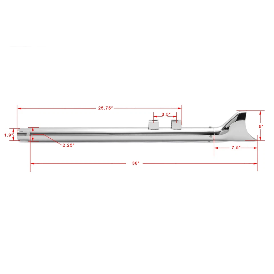 36" Fishtail Exhaust Pipes Mufflers for Harley Touring Bagger 95-16 Road King - Imagem 2 de 4