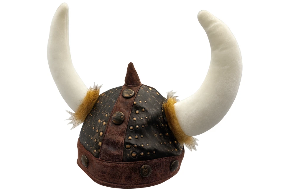 Casco vikingo de cuero suave con cuernos sombreros vikingos accesorio de disfraz bárbaro Foto 2 de 4
