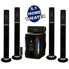 Acoustic Audio Bluetooth Tower 5.1 Home Speaker System with 8" Powered Subwoofer