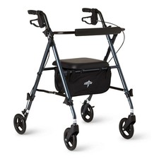Medline Smoky Blue Superlight Folding Aluminum Mobility Rollator Walker, 250 lb.