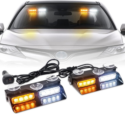 2 in 1 Emergency Dash Strobe Lights Interior Windshield Lights Amber White Warni