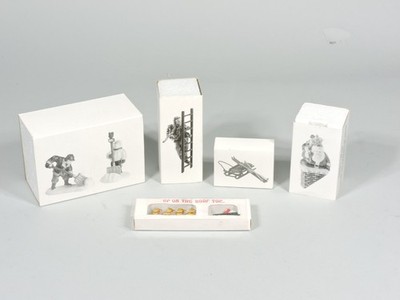 Dept56 Snow Village  DOWN THE CHIMNEY HE GOES, HEAVY SNOWFALL, MAN ON LADDER + +