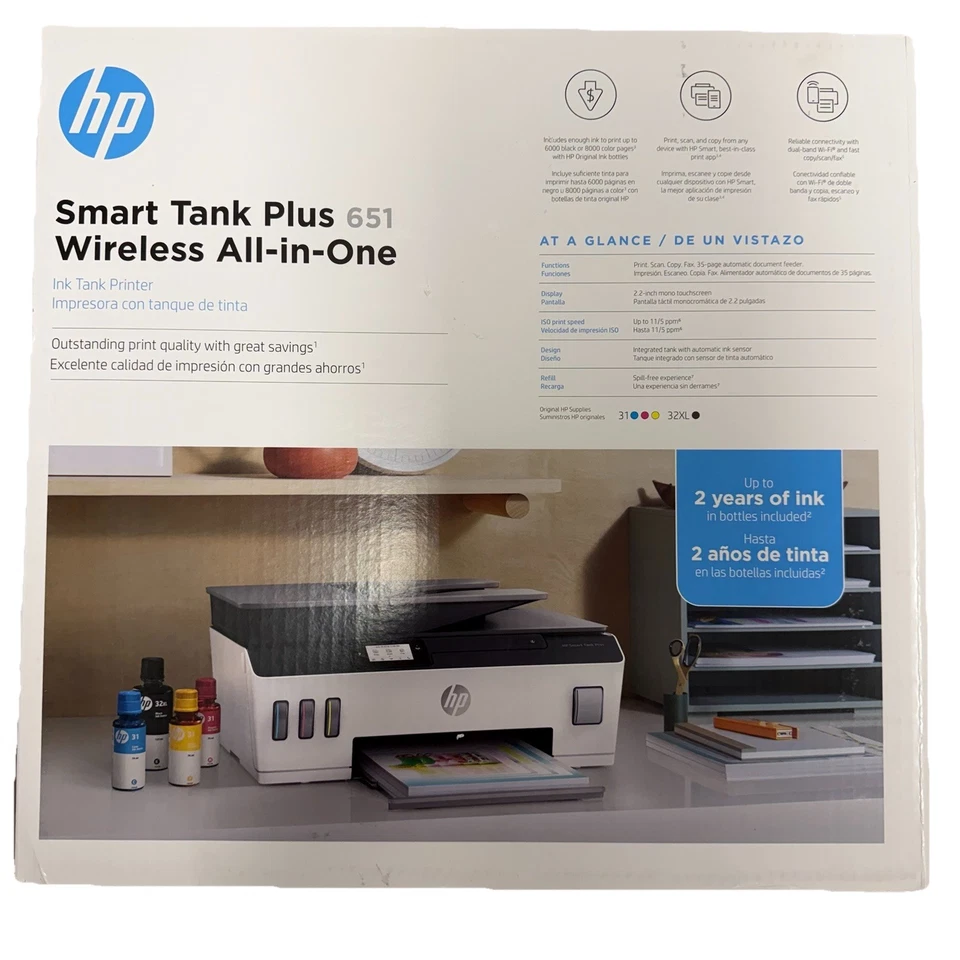 HP Smart Tank Plus 651 Inkjet All-In-One Printer - White - Image 2 of 4
