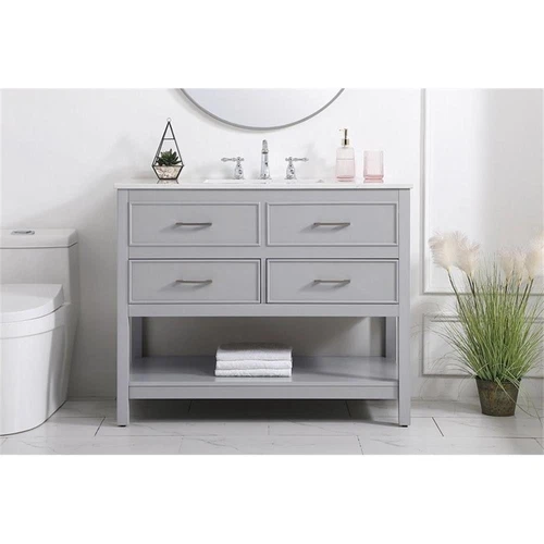 Elegant Decor Sinclaire 42" Aluminum Alloy & MDF Single Bathroom Vanity in Gray - Picture 7 of 8
