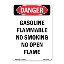 Gasoline Flammable No Smoking ANSI Danger Sign Metal Plastic Decal