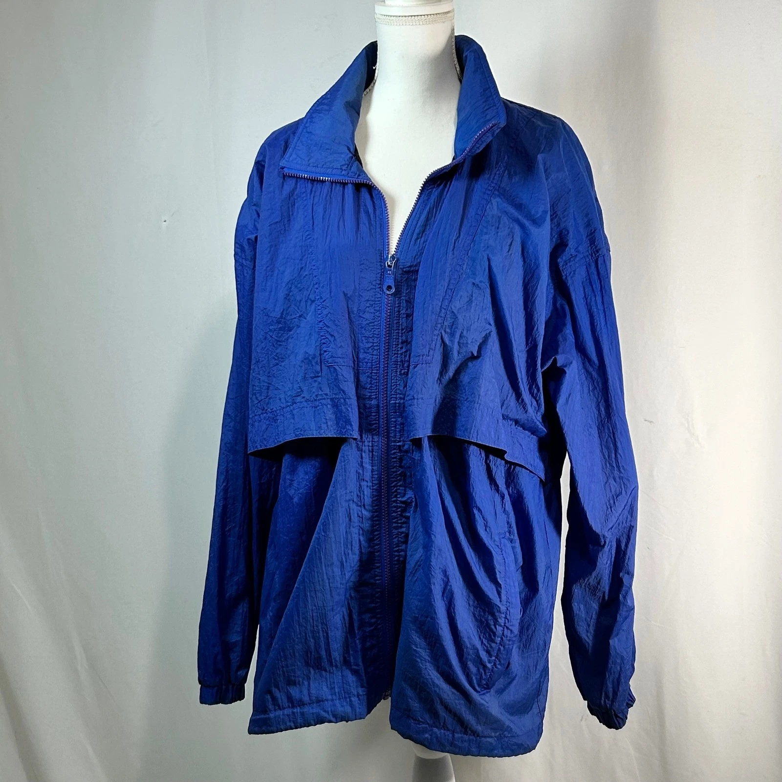 Pacific Trail Blue Hooded Lightweight Nylon Windbreaker Jacket Size Large