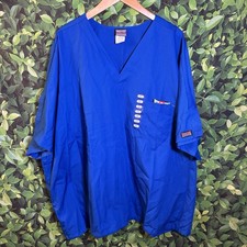Cherokee Workwear Scrub Top 4XL Royal Blue Unisex V-Neck Pocket Style 4777 NWT
