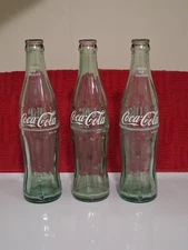 Vintage Coca Cola Glass Bottles. Lot Of 3. 10 Oz.Oxford AL, Atlanta GA,Milwauke