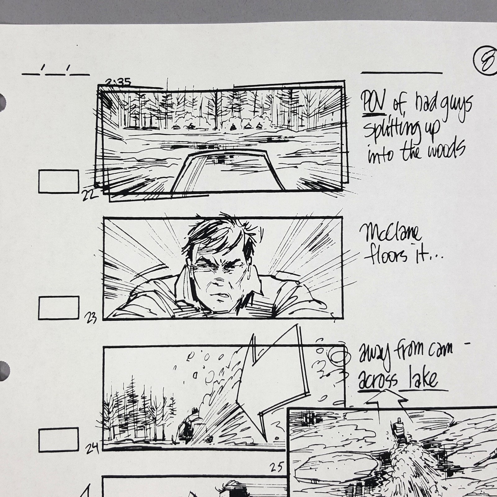 Image 4 of Die Hard 2 - Production Used Storyboard, Bruce Willis Snowmobile Chase, Prop 8