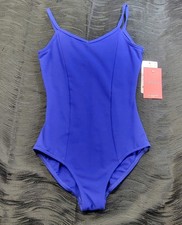 Capezio Princess Camisole Leotard Blue V-front Scoop Back Princess Seams SZ. LC