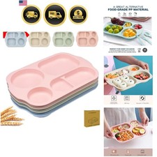 Large 12 Inch Divided Plates for Kids Adults, Wheat Straw Portion Control Pla...