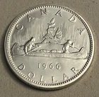 1966 CANADIAN SILVER DOLLAR ELIZABETH II, HIGHER GRADE, .800 silver BU Proff