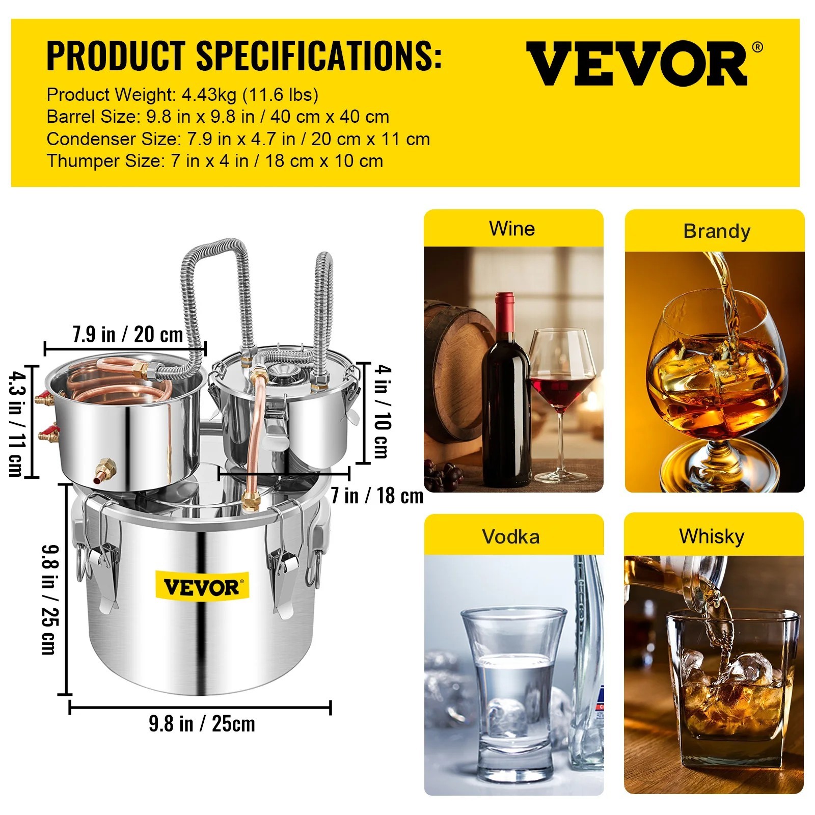 12/30L Alcohol Brewing Distiller Stainless Steel Still for Whisky Beer Brandy