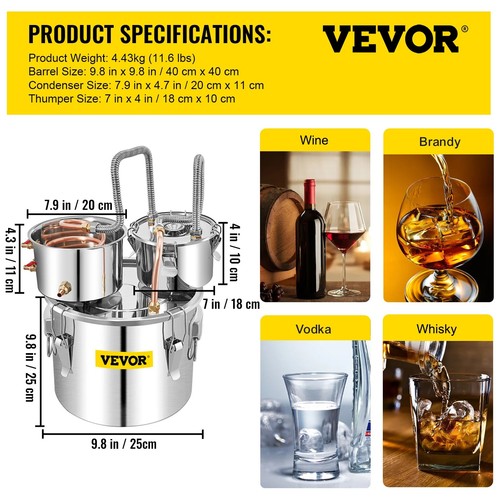 12/30L Alcohol Brewing Distiller Stainless Steel Still for Whisky Beer Brandy