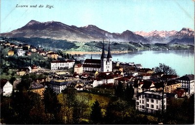 Panoramic View Lucern Luzern Switzerland UNP DB Postcard XH8