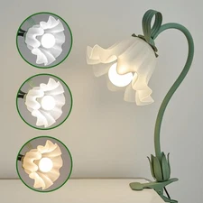 Flower Lamp Clip on Light, 3 Color Modes Eye-Caring Desk Lamp with Clamp for ...