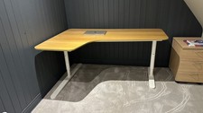 IKEA BEKANT Height Adjustable Corner Desk - Oak & White
