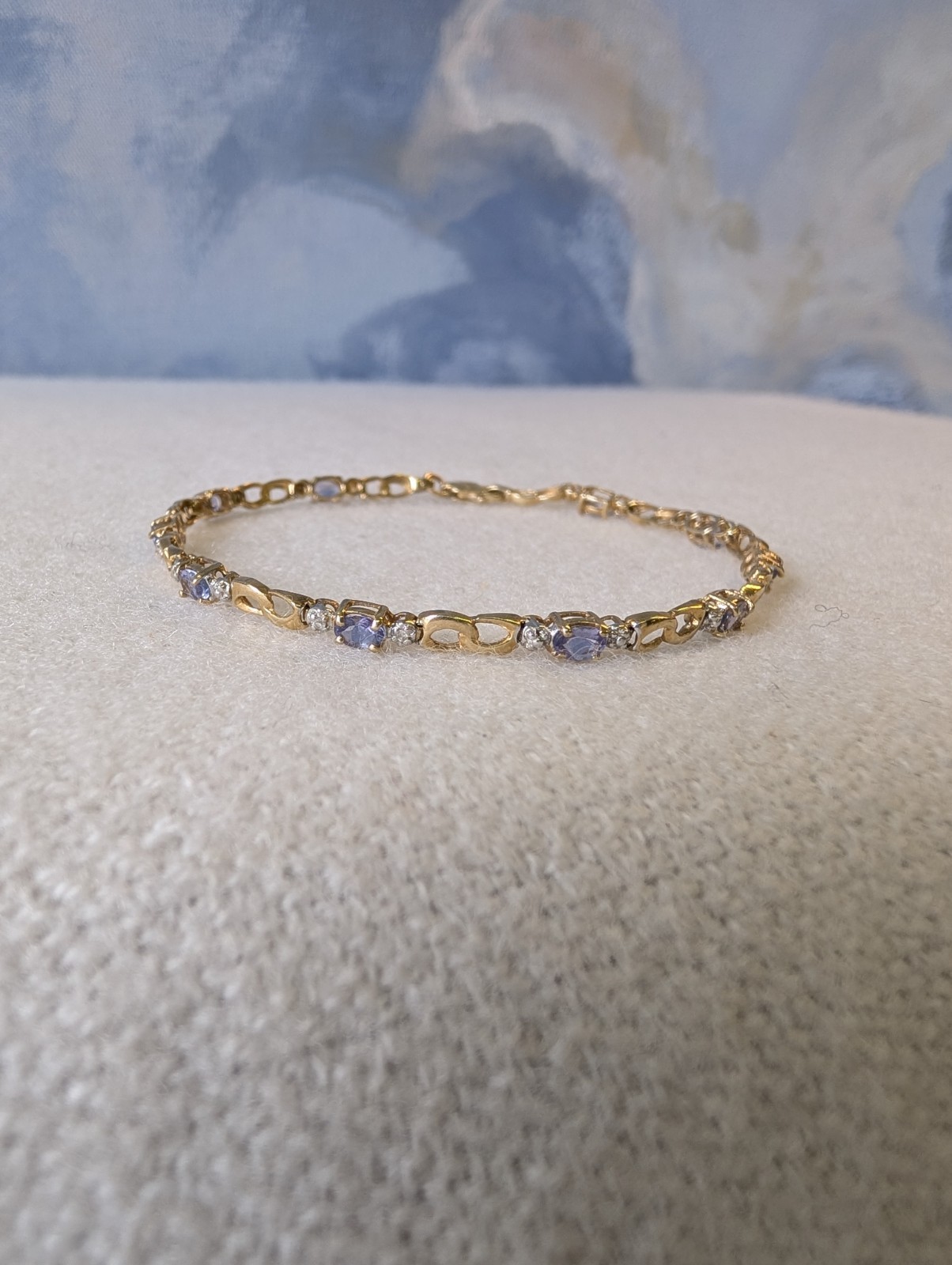 Chuck Clemency Solid 10 K And Tanzanite Tennis Bracelet