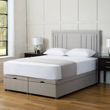 Ottoman Divan Panel Bed Plush Velvet Upholstered End Lift Storage 20" Headboard