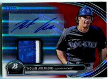 2013 Bowman Platinum Nolan Arenado Rookie Patch Auto Red SSP 13/25 Rockies
