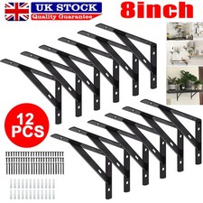 12PCS Heavy Duty Stainless steel L Shaped Wall Mounted Shelf Brackets Support UK