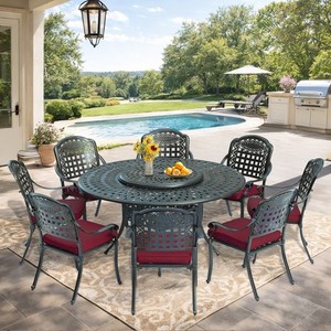 lazy susan for patio umbrella Plow & Hearth Eucalyptus Wood Susan, Lancaster Outdoor Furniture Collection quality HDPE marine board Available in White or Black Weather Patio Umbrella Picnic Table Lazy