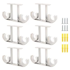 Curtain Rod Brackets, 6Pcs Aluminum Alloy Ceiling-Mount Brackets Double Curta...