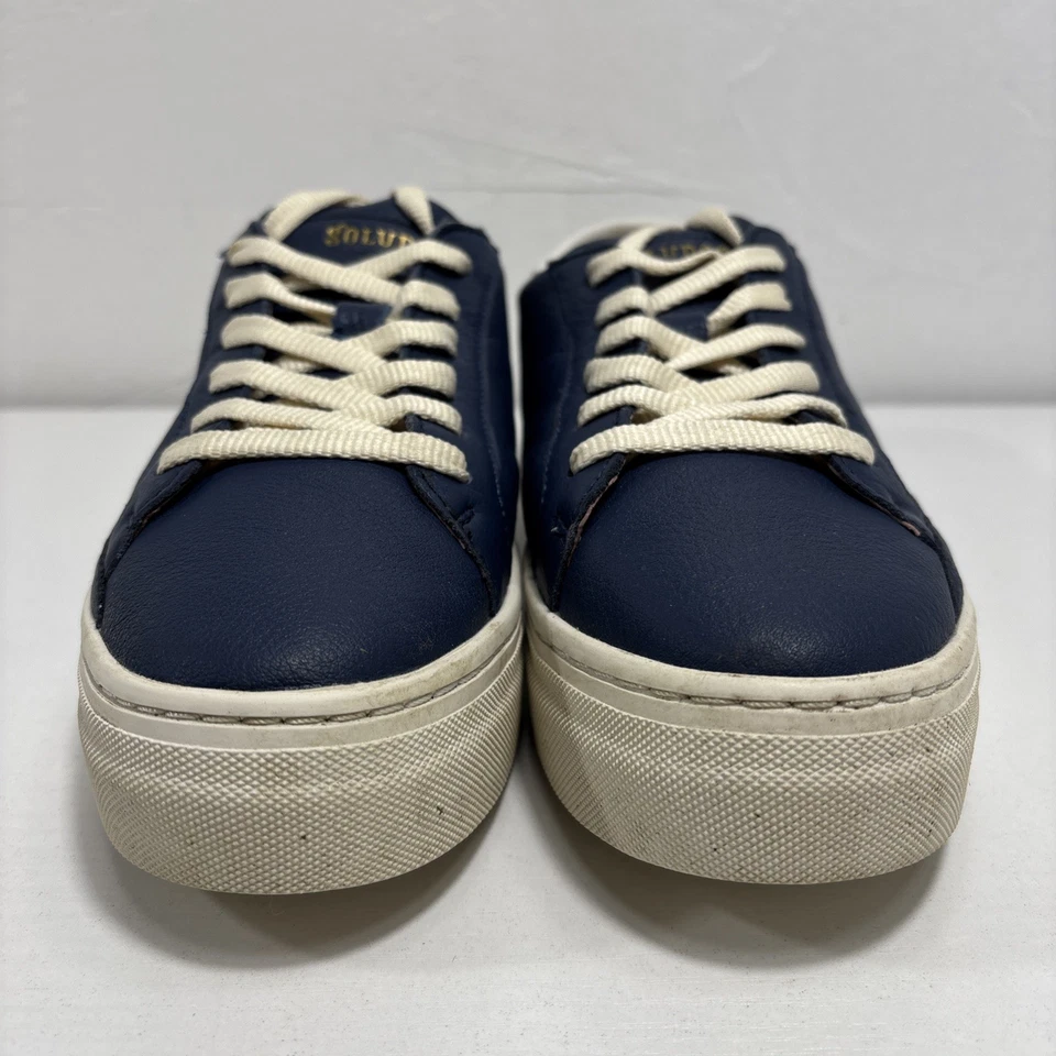 Soludos Ibiza Classic Women’s Sz 9 Sneaker Blue Leather Low Top Shoes CLEAN - Image 3 of 4