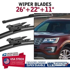 All weather Front Wiper Blades 26"22"&Rear Wiper 11" For 2011-2020 Ford Explorer