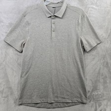 Lululemon Polo Shirt Mens Medium Gray Short Sleeve Evolution Heathered Tech