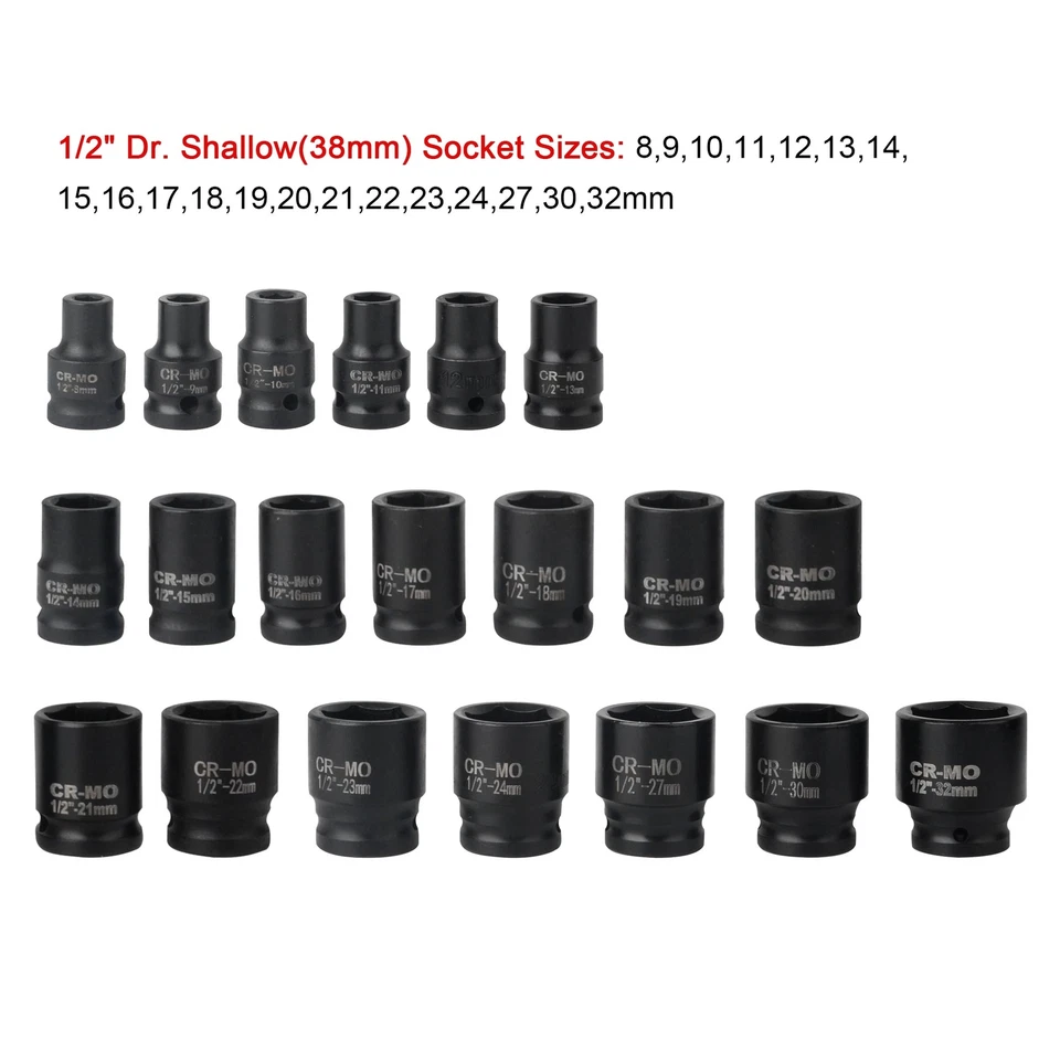 Heavy Duty 35 PcsCar Truck Deep Impact Socket Set 1/2" Drive 8- 32mm Metric UK - Image 3 of 4