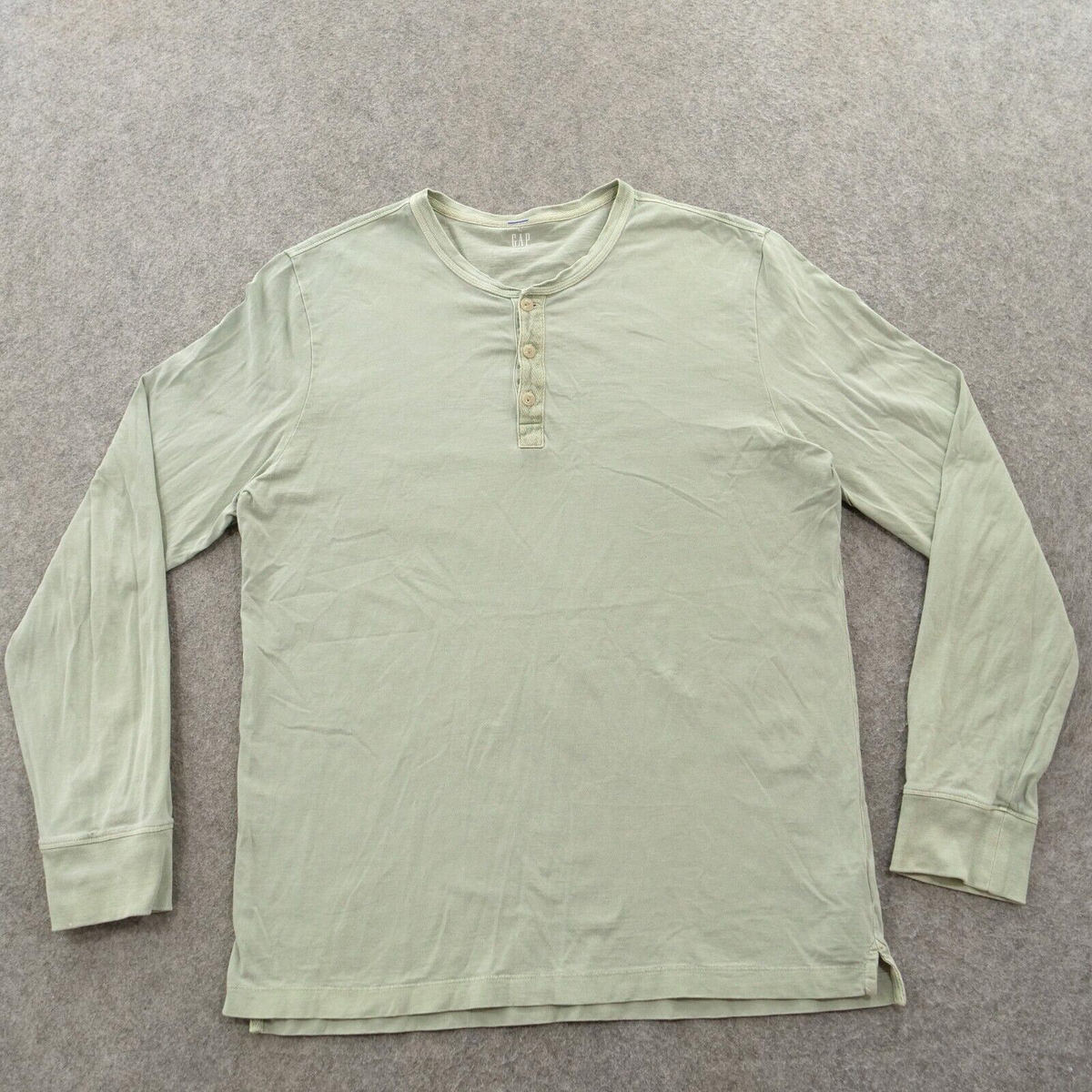 Gap Shirt Mens Large Green Henley Dexter Morgan Style Button Long