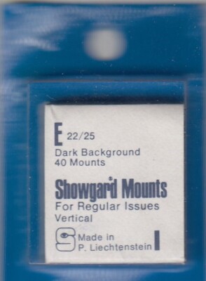 Showgard Stamp Mounts E 22/25 Black Regular Issues Vertical Pack Of 40